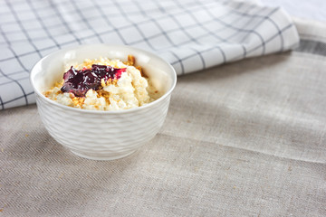 Cottage cheese at bowl