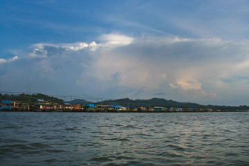 Clouds gather over the water village, Bandar Seri Bagawan