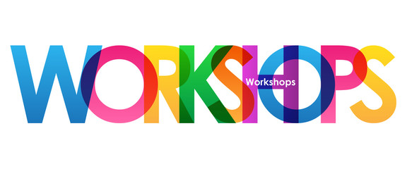 WORKSHOPS Colourful Vector Letters Icon
