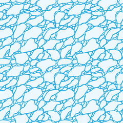 Ice melting texture. Seamless pattern with cracked white polygonal forms on a blue background. Vector.