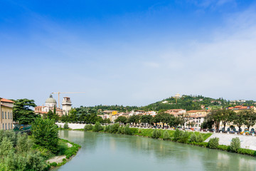 Fototapeta premium Beautiful street view of Verona center which is a world heritage site