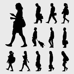 Man and Woman Walk Silhouettes