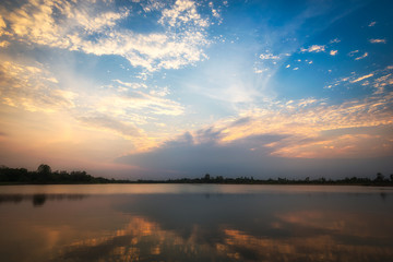 Fototapeta premium sunset on the lake landscape