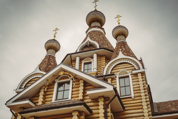 Domes with crosses, Modern wooden orthodox church