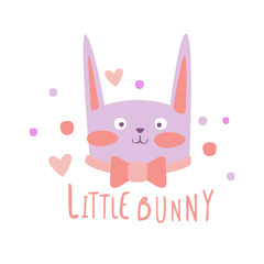 Cute cartoon little bunny colorful hand drawn vector Illustration