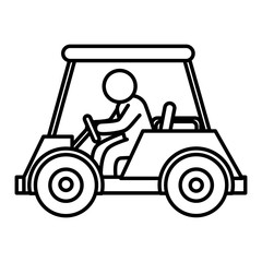 golf car with driver isolated icon vector illustration design