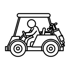 golf car with driver isolated icon vector illustration design