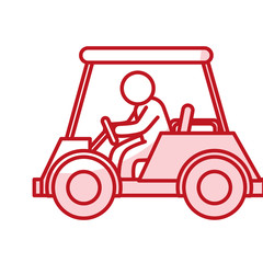 golf car with driver isolated icon vector illustration design