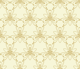 Floral golden ornament. Seamless abstract classic pattern with flowers