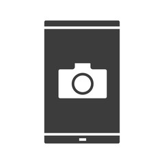 Smartphone with photocamera glyph icon