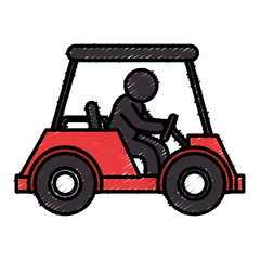 golf car with driver isolated icon vector illustration design