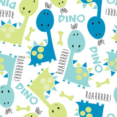 seamless dinosaur pattern vector illustration - 152386293