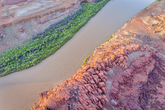 Canyon of Colorado River - sunrise aerial view
