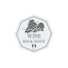 Wine red and white label. Vector illustration