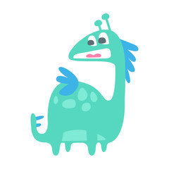 Cute colorful funny dinosaur. Prehistoric animal character vector Illustration