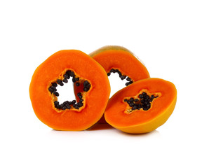 Papaya fruit sliced isolated on white background