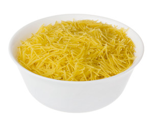 vermicelli in bowl on white background