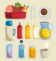 Food related things icon set over white background. Vector illustration.