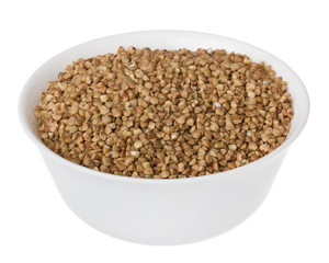 buckwheat in a bowl on white background
