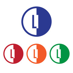 LI initial circle half logo blue,red,orange and green color
