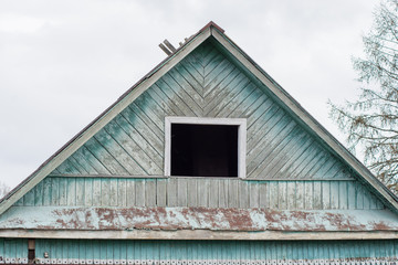Retro red tile roof old house