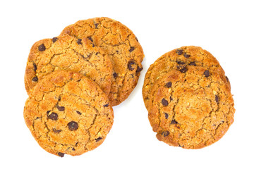 Chocolate chip and hazel nut cookies isolate on white background