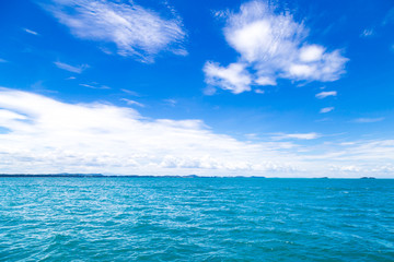 The summer travel sea, at sea beach Koh Samet Island Rayong park on white sand blue sky emerald green ocean water. space for texture