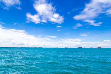 Fototapeta na wymiar The summer travel sea, at sea beach Koh Samet Island Rayong park on white sand blue sky emerald green ocean water. space for texture