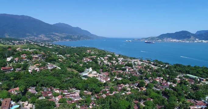 Aerial View of Saco da Capela Beach in Ilhabela, Brazil