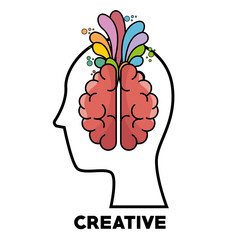 Colorful head and brain creative design over white background. Vector illustration.