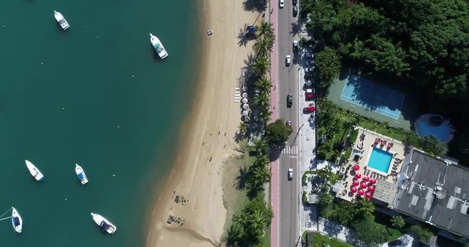 Top View of Saco da Capela Beach in Ilhabela, Brazil