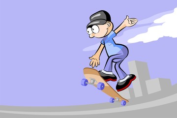 Skateboarder doing a jumping