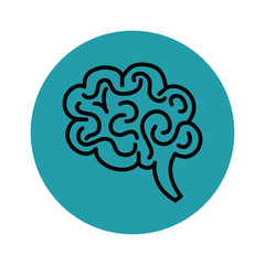 Hand drawn brain icon over teal and white background. Vector illustration