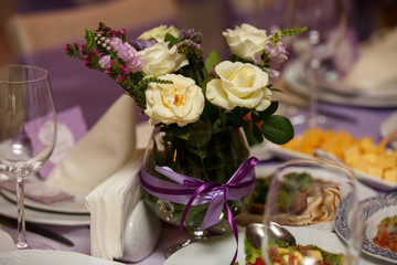 Flowers on wedding table