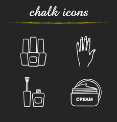 Manicure chalk icons set