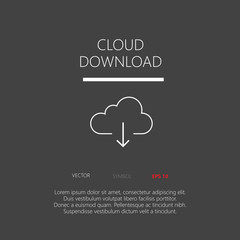 Cloud download button web icon flat design