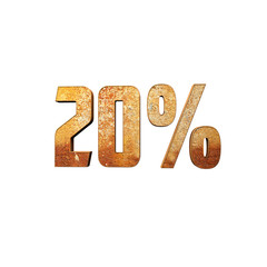 20% Metallic Rusty 3D Text - Great for use on sale, discount, ads, promos and website.