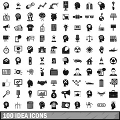 100 idea icons set, simple style 