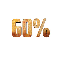 60% Metallic Rusty 3D Text - Great for use on sale, discount, ads, promos and website.