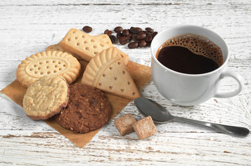 Coffee and various cookies