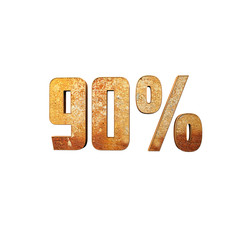 90% Metallic Rusty 3D Text - Great for use on sale, discount, ads, promos and website.