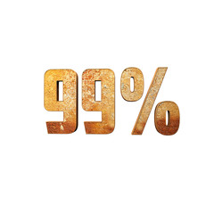 99% Metallic Rusty 3D Text - Great for use on sale, discount, ads, promos and website.