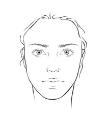 Woman's face vector drawing isolated on white background