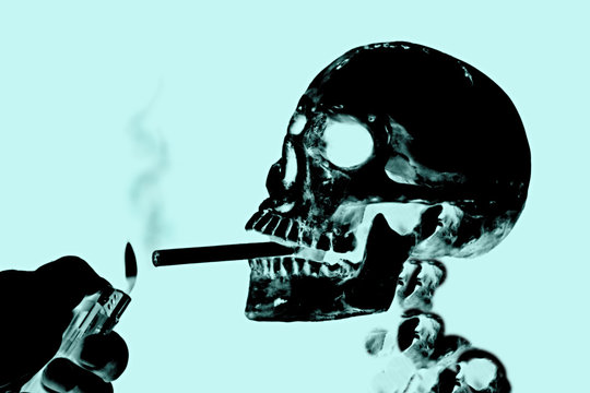 Smoking kills or Stop smoking conceptual image with x-ray image