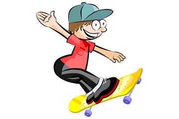 Skateboarder isolated doing a jumping