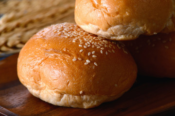 Bread in wood plate