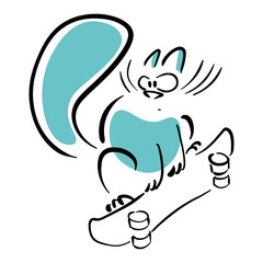 Skateboarding cat