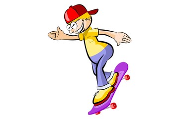 Teenager on skateboard isolated