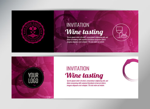 Banner template, flyer or gift certificate for wine event or promotion. Vector design.