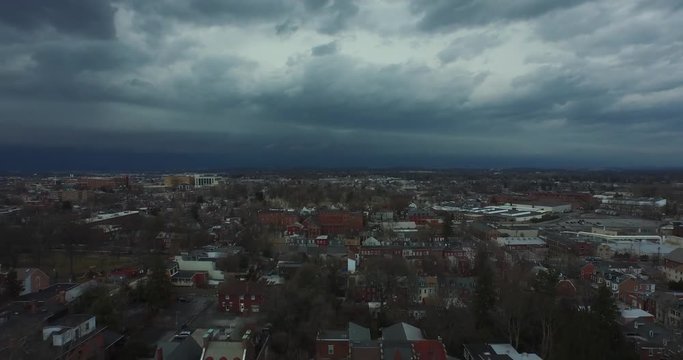 Stormy Sky City Aerial View